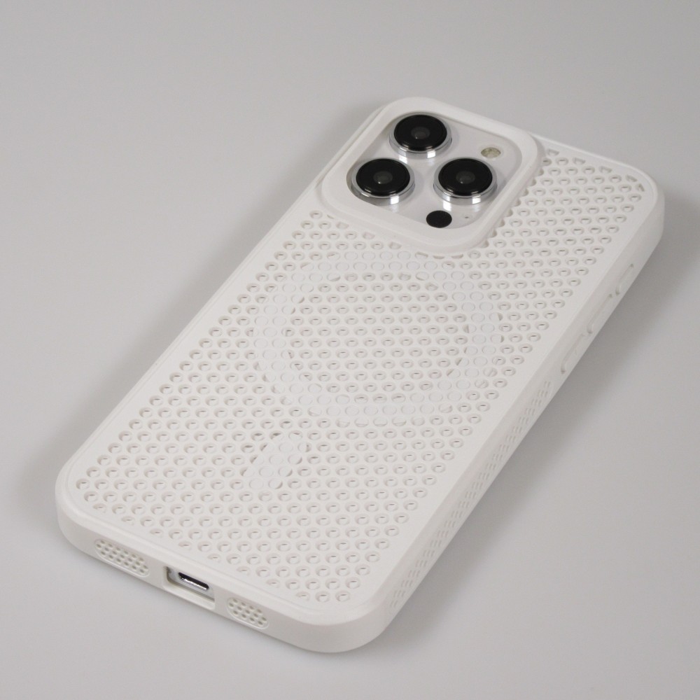 iPhone 15 Pro Max Case Hülle - Ultra-leicht und luftig mit MagSafe-kompatiblem Gitterdesign - Weiss