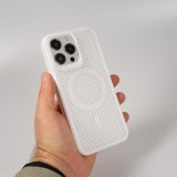 iPhone 15 Pro Max Case Hülle - Ultra-leicht und luftig mit MagSafe-kompatiblem Gitterdesign - Weiss