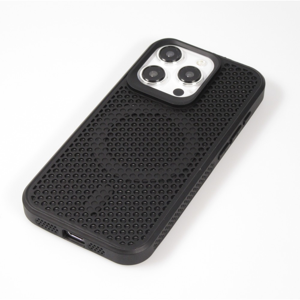 iPhone 15 Pro Max Case Hülle - Ultra-leicht und luftig mit MagSafe-kompatiblem Gitterdesign - Schwarz
