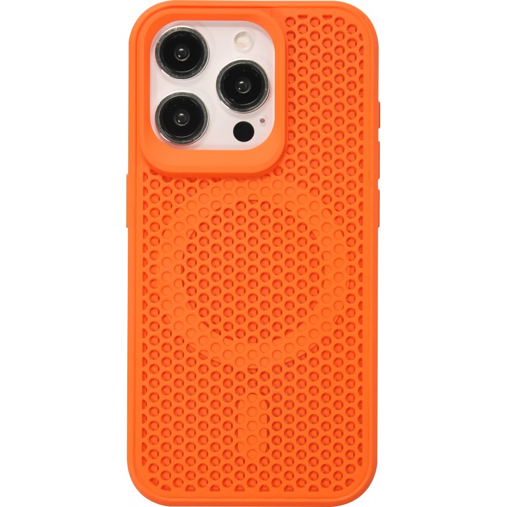 iPhone 15 Pro Max Case Hülle - Ultra-leicht und luftig mit MagSafe-kompatiblem Gitterdesign - Orange