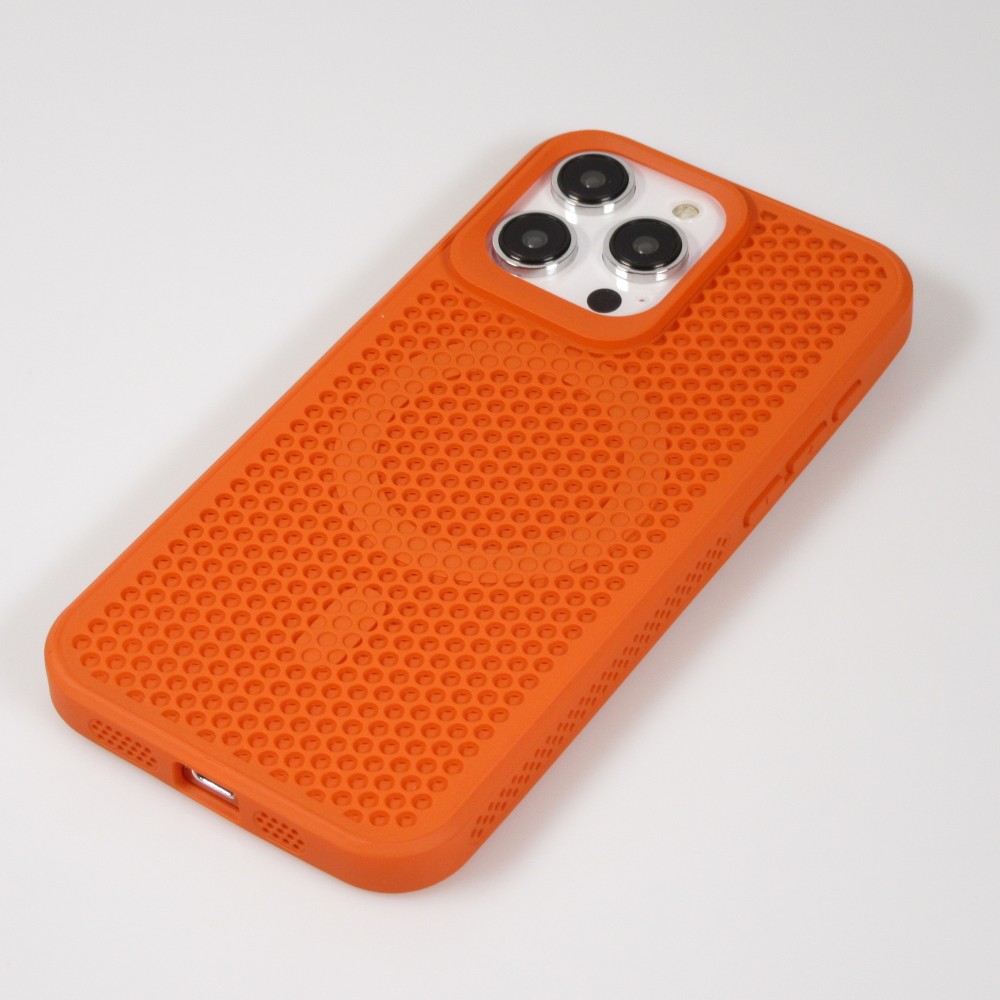 iPhone 15 Pro Max Case Hülle - Ultra-leicht und luftig mit MagSafe-kompatiblem Gitterdesign - Orange