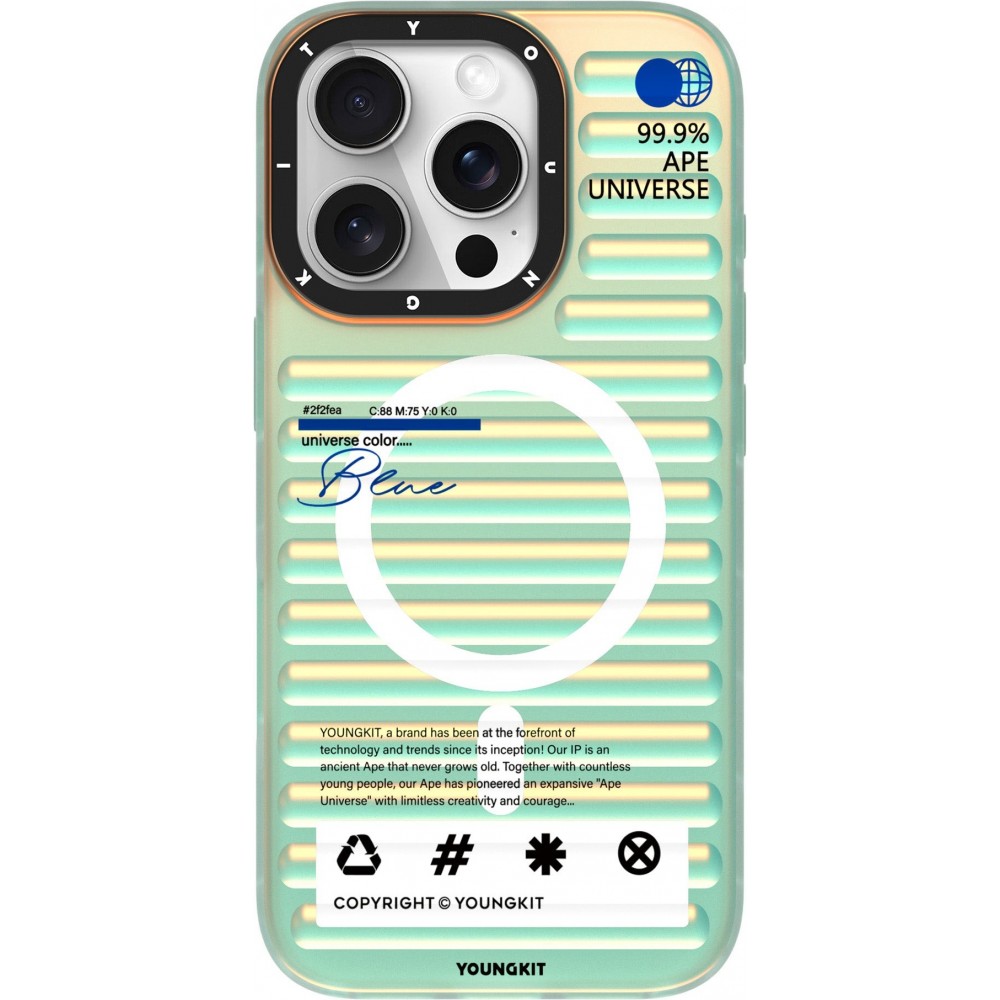 iPhone 16 Pro Max Case Hülle - Youngkit irideszierender Univers Blau-Effekt mit wechselnden Reflektionen - Blau