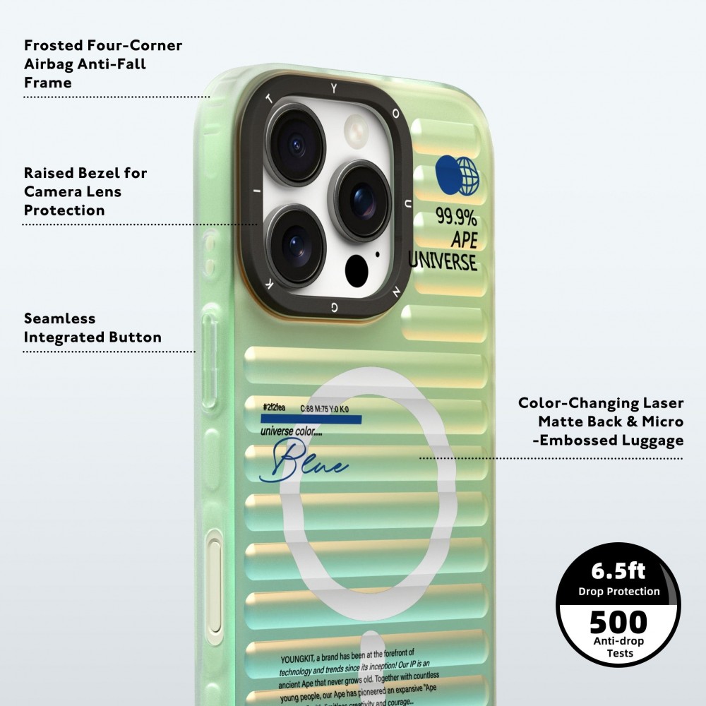 iPhone 16 Pro Max Case Hülle - Youngkit irideszierender Univers Blau-Effekt mit wechselnden Reflektionen - Blau