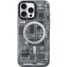 iPhone 16 Pro Max Case Hülle - Youngkit Silikon MagSafe-kompatibles Design Schaltkreis Stil Elektronikchip - Grau