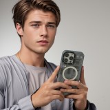 iPhone 16 Pro Max Case Hülle - Youngkit Silikon MagSafe-kompatibles Design Schaltkreis Stil Elektronikchip - Grau