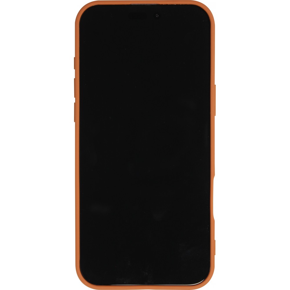 iPhone 16 Pro Case H&uuml;lle - Silicone MagSafe Flexibel Halo Licht - Braun