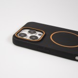 iPhone 16 Pro Case H&uuml;lle - Silicone MagSafe Flexibel Halo Licht - Schwarz