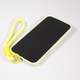 iPhone 16 Pro Case H&uuml;lle - Silikon Soft Touch MagSafe mit Wellen und Handschlauf - Gelb