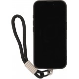 iPhone 16 Pro Case H&uuml;lle - Silikon Soft Touch MagSafe mit Wellen und Handschlauf - Schwarz