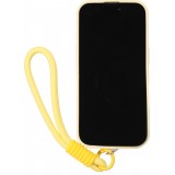 iPhone 16 Case H&uuml;lle - Silikon Soft Touch MagSafe mit Wellen und Handschlauf - Gelb