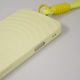 iPhone 16 Case H&uuml;lle - Silikon Soft Touch MagSafe mit Wellen und Handschlauf - Gelb
