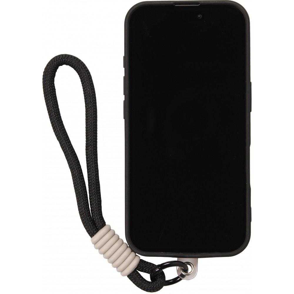 iPhone 16 Case H&uuml;lle - Silikon Soft Touch MagSafe mit Wellen und Handschlauf - Schwarz