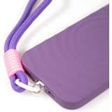 iPhone 16 Case H&uuml;lle - Silikon Soft Touch MagSafe mit Wellen und Handschlauf - Violett
