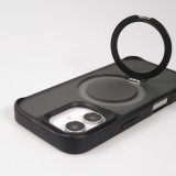 iPhone 16 Case Hülle - Transparente Minimalistische mit Drehring und Verstärkten Kanten - Schwarz