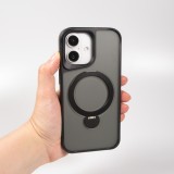 iPhone 16 Case Hülle - Transparente Minimalistische mit Drehring und Verstärkten Kanten - Schwarz