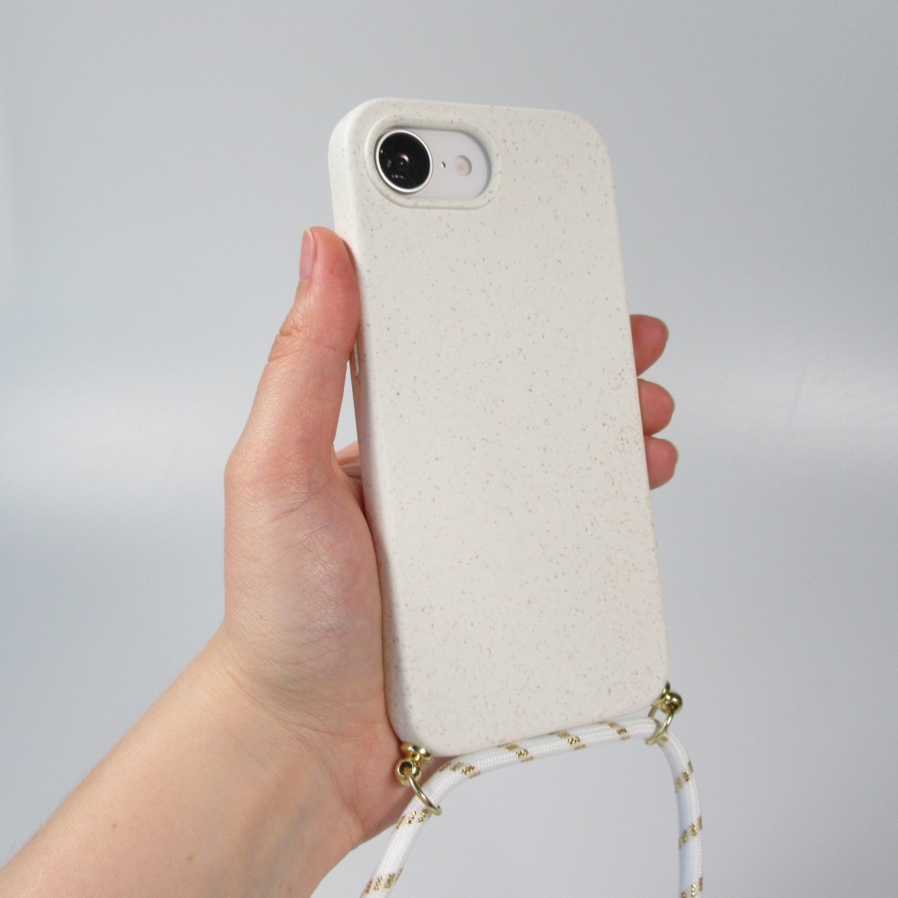 Samsung iPhone 16e Case Hülle - Bio Eco-Friendly Vegan mit Handykette Necklace - Weiss