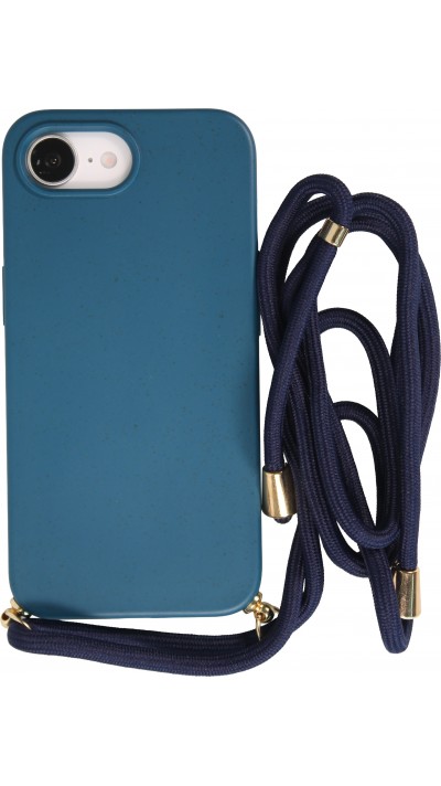iPhone 16e Case Hülle - Bio Eco-Friendly Vegan mit Handykette Necklace blau