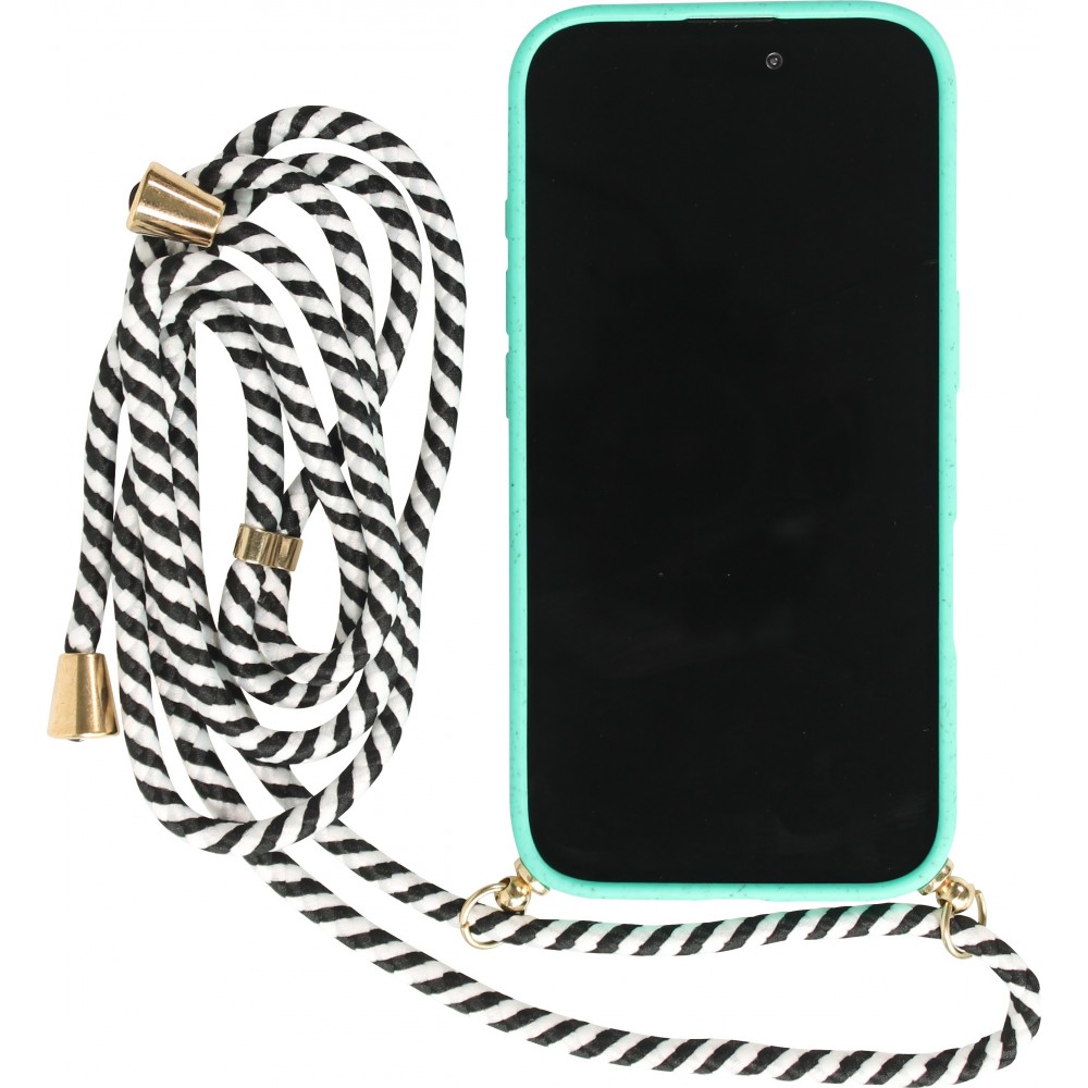 iPhone 16e Case Hülle - Bio Eco-Friendly Vegan mit Handykette Necklace - Türkis