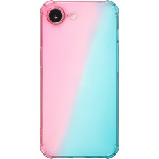 Hülle iPhone 16e - Gummi Bumper Rainbow mit extra Schutz für Ecken Antischock - rosa blau