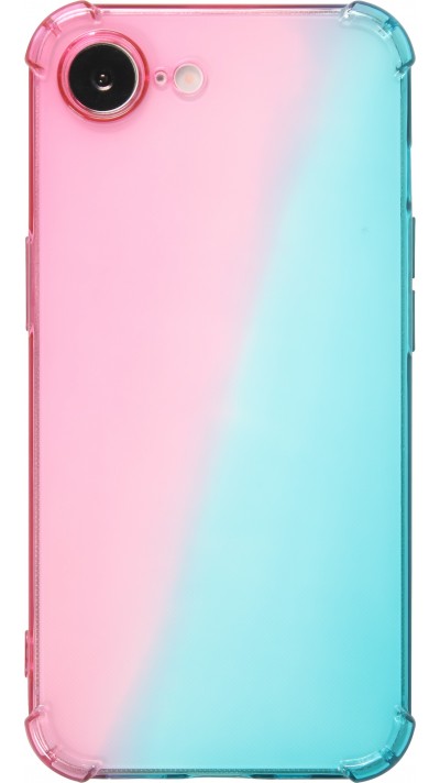 Hülle iPhone 16e - Gummi Bumper Rainbow mit extra Schutz für Ecken Antischock - rosa blau