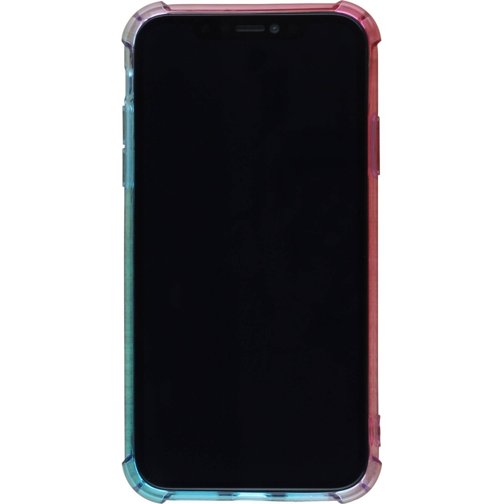 Hülle iPhone 16e - Gummi Bumper Rainbow mit extra Schutz für Ecken Antischock - rosa blau