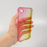 iPhone 16e Case Hülle - Gummi Bumper Rainbow mit extra Schutz für Ecken Antischock - rosa - Gelb
