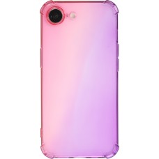 iPhone 16e Case Hülle - Gummi Bumper Rainbow mit extra Schutz für Ecken Antischock - rosa - Violett
