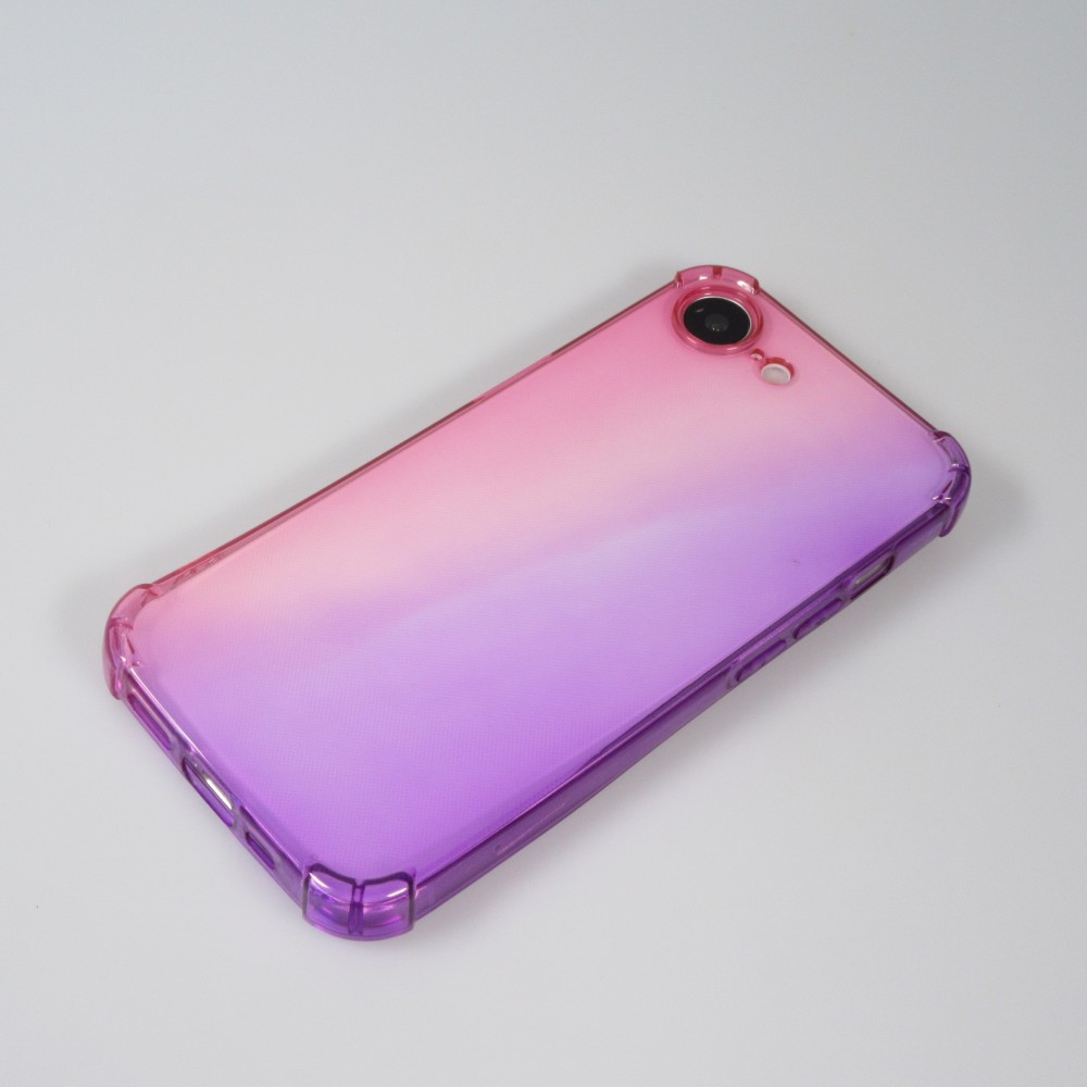 iPhone 16e Case Hülle - Gummi Bumper Rainbow mit extra Schutz für Ecken Antischock - rosa - Violett