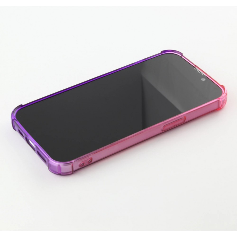 iPhone 16e Case Hülle - Gummi Bumper Rainbow mit extra Schutz für Ecken Antischock - rosa - Violett