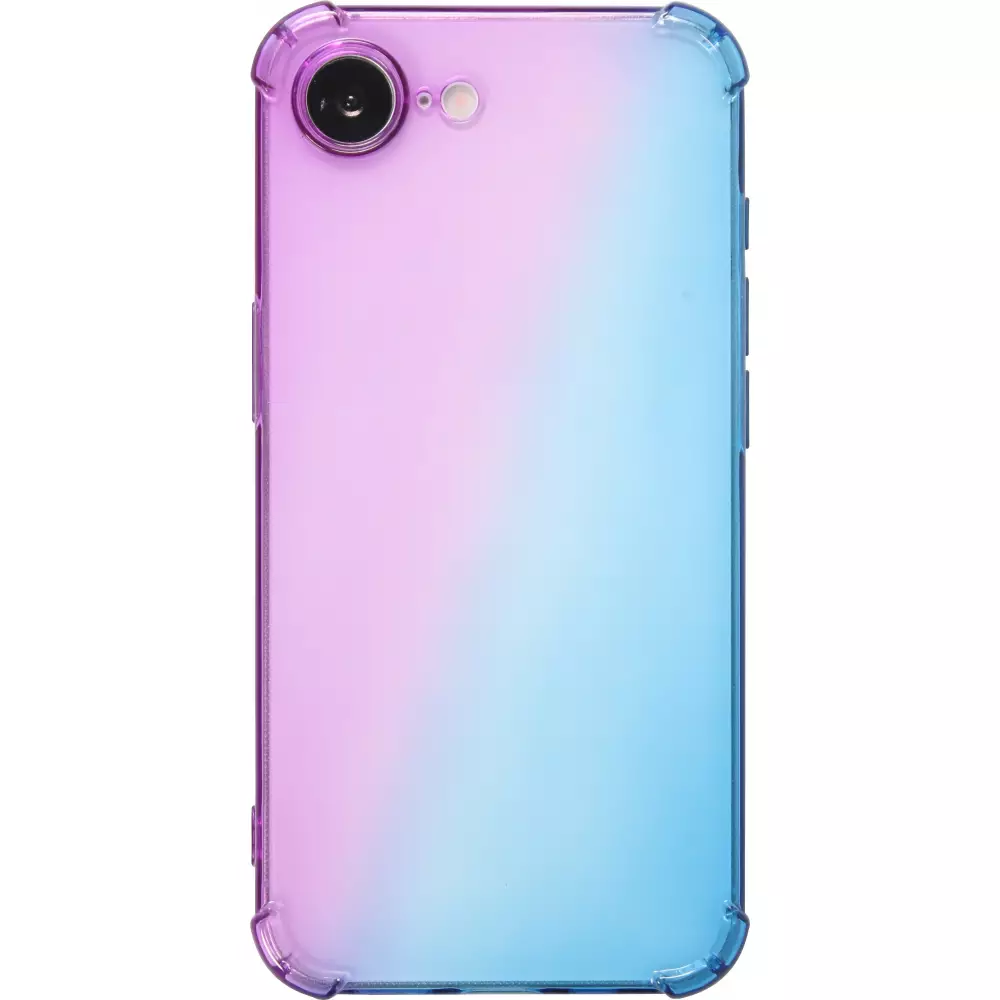 iPhone 16e Case Hülle - Gummi Bumper Rainbow mit extra Schutz für Ecken Antischock - violett blau