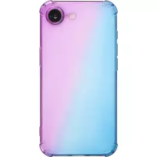 iPhone 16e Case Hülle - Gummi Bumper Rainbow mit extra Schutz für Ecken Antischock - violett blau