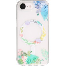 iPhone 16e Case Hülle - Gummi Silikon steif mit MagSafe Frühlings Blumen - Transparent