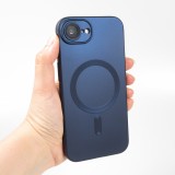 iPhone 16e Case H&uuml;lle - Gummi weich mit Kameraschutzglas MagSafe - Dunkelblau