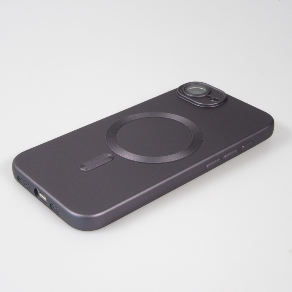 iPhone 16e Case H&uuml;lle - Gummi weich mit Kameraschutzglas MagSafe - Dunkelgrau