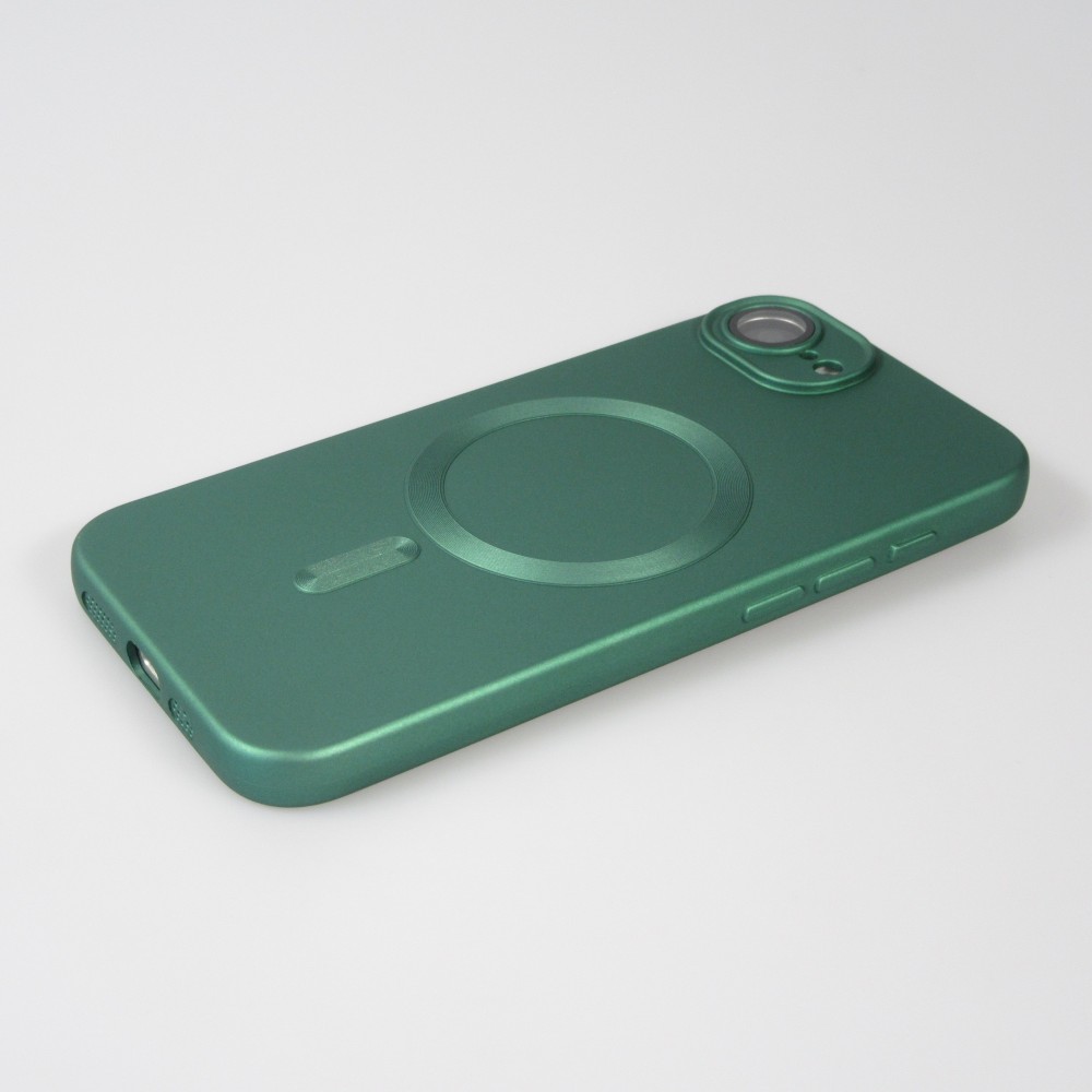 iPhone 16e Case H&uuml;lle - Gummi weich mit Kameraschutzglas MagSafe - Gr&uuml;n