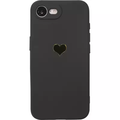 iPhone 16e Case Hülle - Silikon Mat Herz gold - Schwarz
