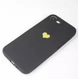 iPhone 16e Case Hülle - Silikon Mat Herz gold - Schwarz