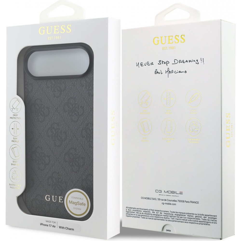 iPhone 17 Air Case Hülle - Guess 4G Charm Elegante Schutz Raffiniertes Design Trendaccessoire - Grau