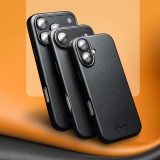 Hülle iPhone 17 Air - Qialino Echtleder (MagSafe kompatibel) - Schwarz
