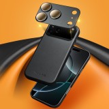 Hülle iPhone 17 Air - Qialino Echtleder (MagSafe kompatibel) - Schwarz
