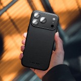 Hülle iPhone 17 Air - Qialino Echtleder (MagSafe kompatibel) - Schwarz