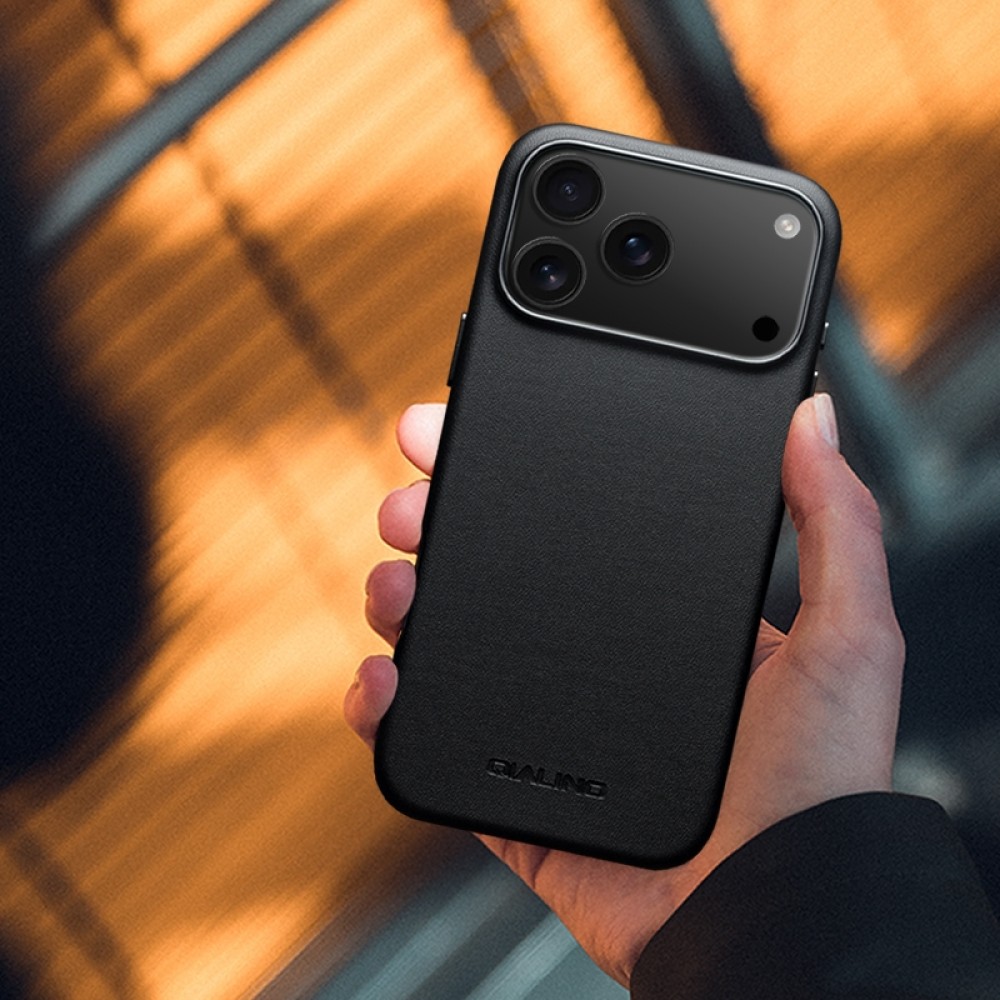 Hülle iPhone Air - Qialino Echtleder (MagSafe kompatibel) - Schwarz