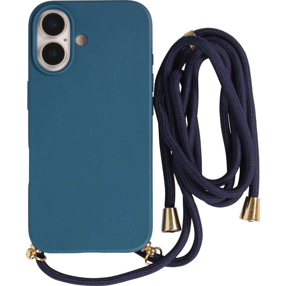 iPhone 17 Case Hülle - Bio Eco-Friendly Vegan mit Handykette Necklace blau