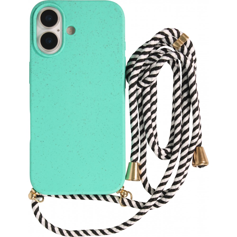 Coque iPhone 17 - Bio Eco-Friendly nature avec cordon collier - Turquoise