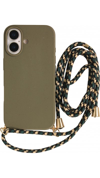 iPhone 17 Case Hülle - Bio Eco-Friendly Vegan mit Handykette Necklace - Dunkelgrün