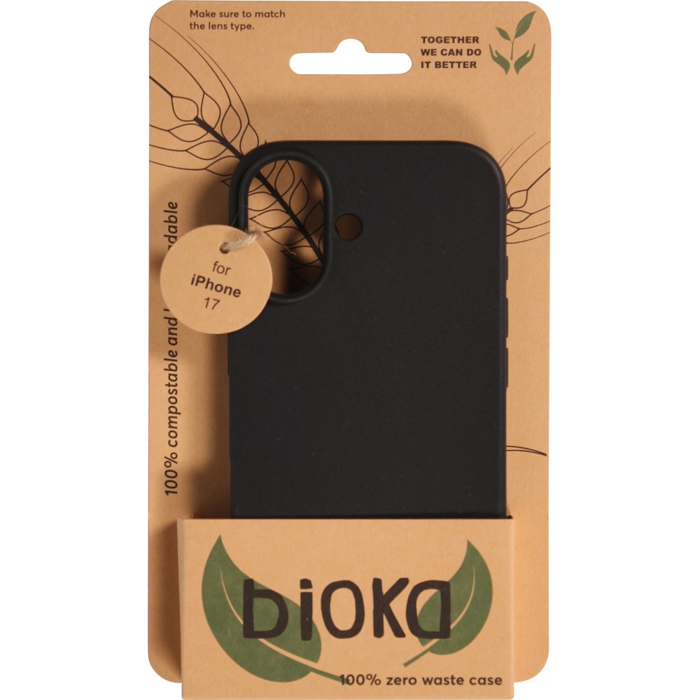 iPhone 17 Case Hülle - Bioka Biologisch Abbaubar Eco-Friendly Kompostierbar - Schwarz