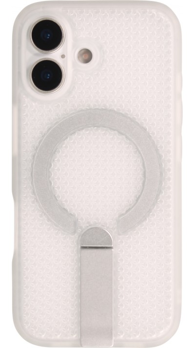 iPhone 17 Case H&uuml;lle - Halbtransparentes Mesh-Design MagSafe-kompatibel mit Standfu&szlig; & Silikonrahmen - Transparent