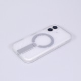 iPhone 17 Case H&uuml;lle - Halbtransparentes Mesh-Design MagSafe-kompatibel mit Standfu&szlig; & Silikonrahmen - Transparent