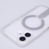 iPhone 17 Case H&uuml;lle - Halbtransparentes Mesh-Design MagSafe-kompatibel mit Standfu&szlig; & Silikonrahmen - Transparent