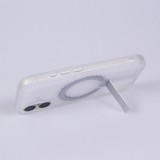 iPhone 17 Case H&uuml;lle - Halbtransparentes Mesh-Design MagSafe-kompatibel mit Standfu&szlig; & Silikonrahmen - Transparent